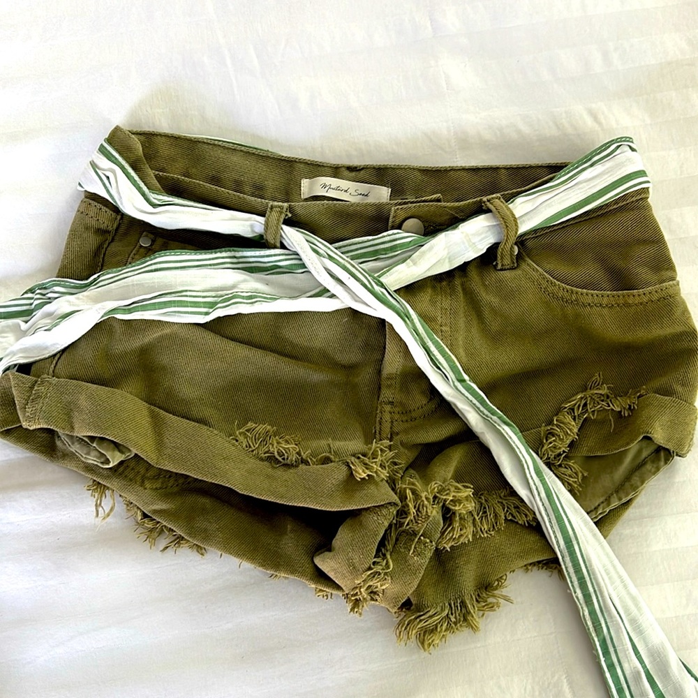 Green jean shorts!